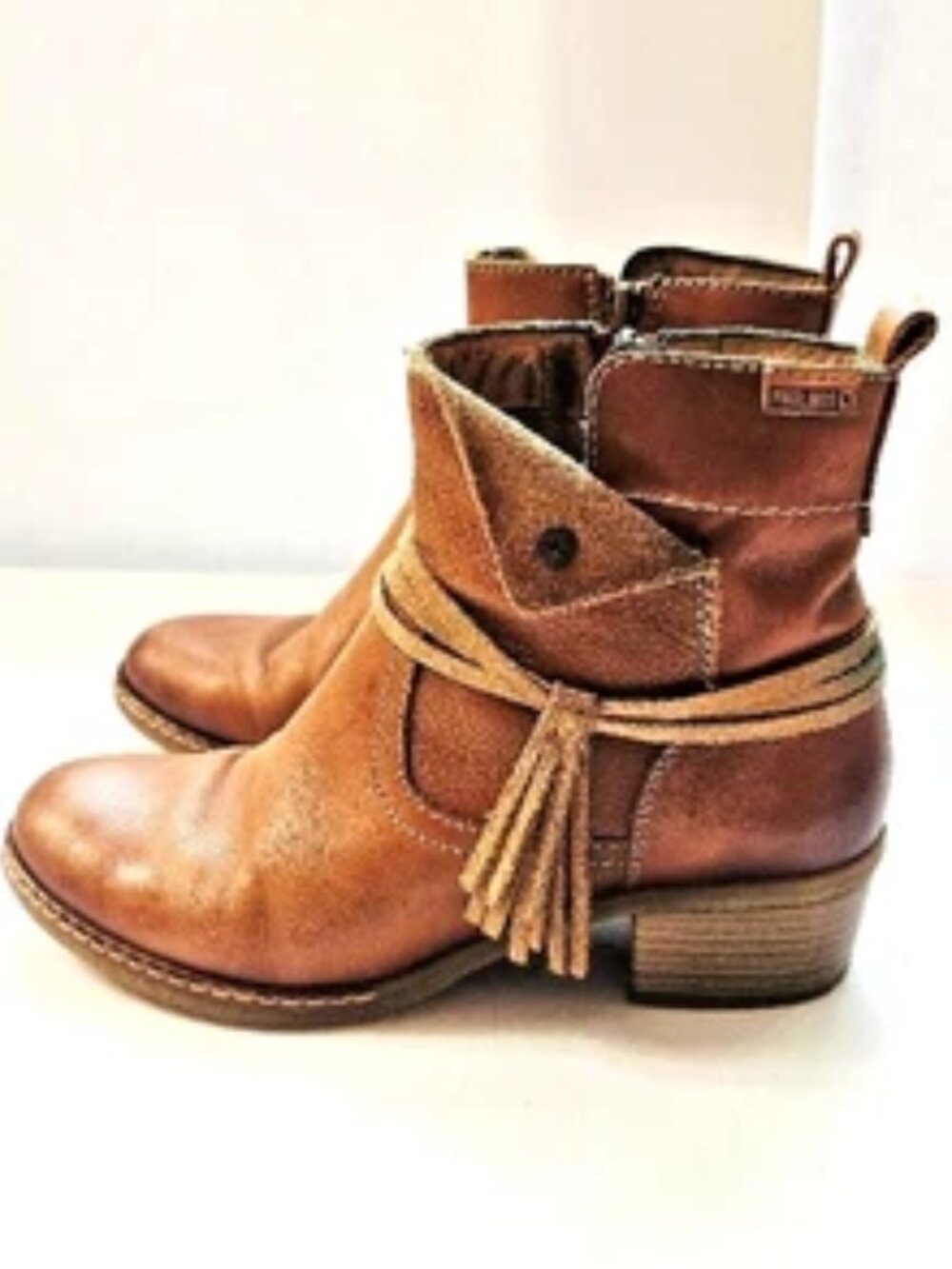 Pikolinos Zaragoza Ankle Boot Bootie Size 7.5 EU 38 in Brandy Cognac Brown Women